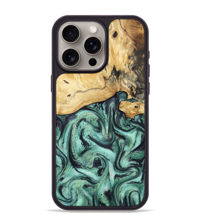 iPhone 15 Pro Max Wood Phone Case - Ena (Green, 800065)