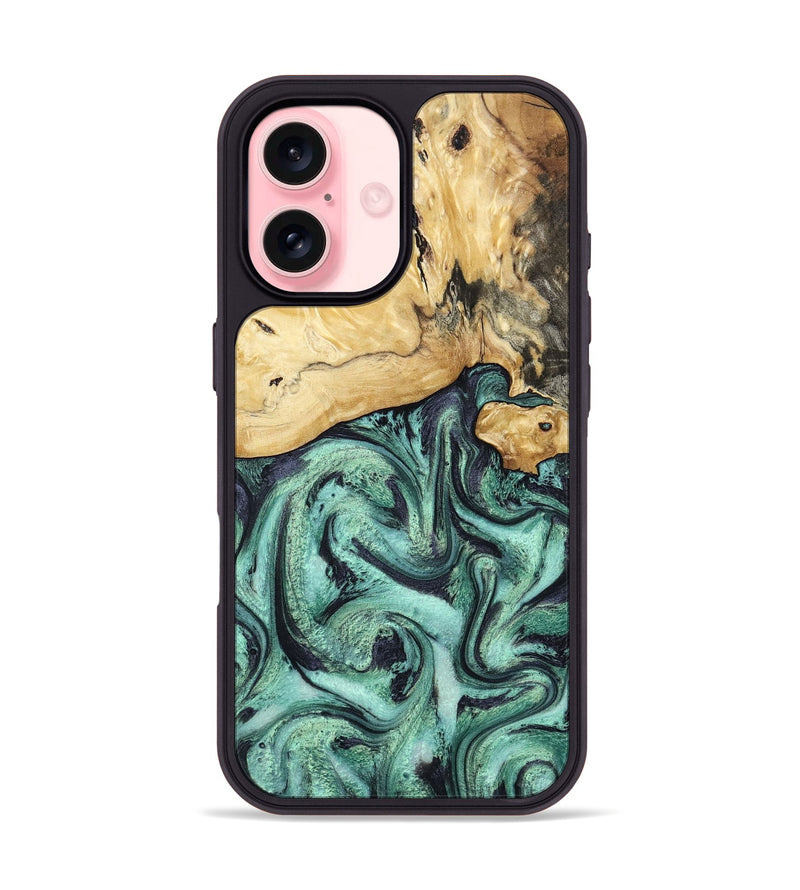 iPhone 16 Wood Phone Case - Ena (Green, 800065)