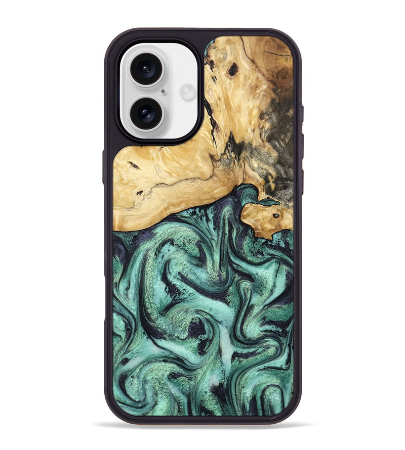 iPhone 16 Plus Wood Phone Case - Ena (Green, 800065)
