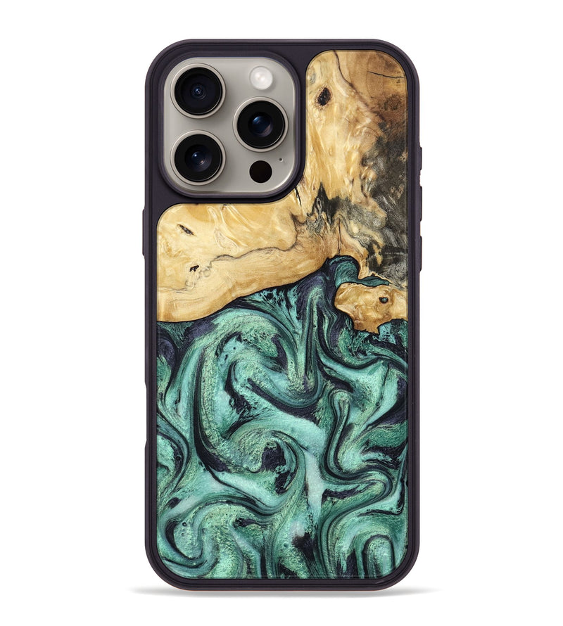 iPhone 16 Pro Max Wood Phone Case - Ena (Green, 800065)