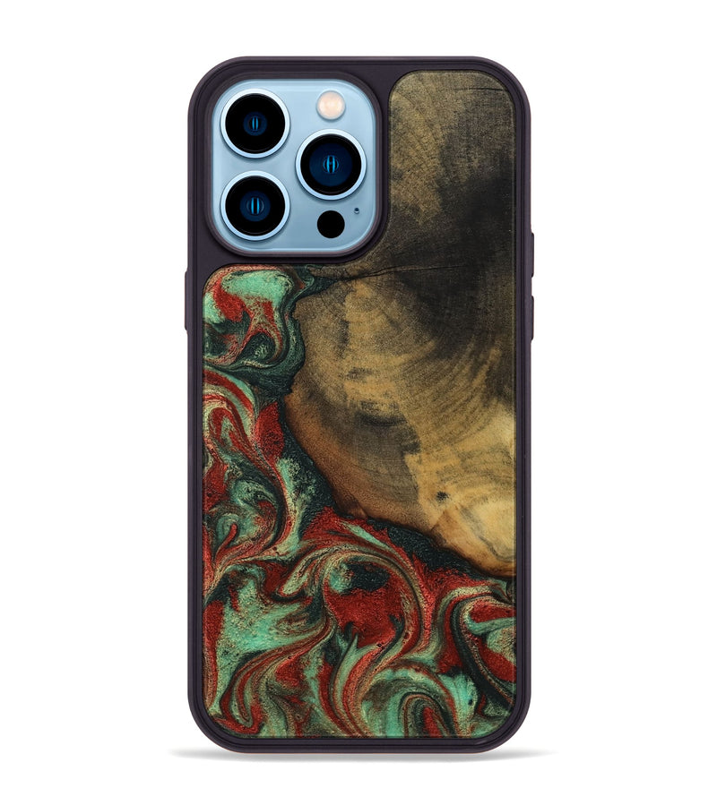 iPhone 14 Pro Max Wood Phone Case - Cyril (Green, 800066)