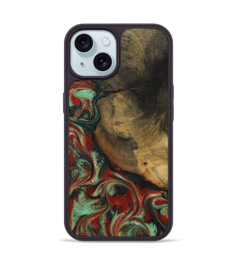 iPhone 15 Wood Phone Case - Cyril (Green, 800066)