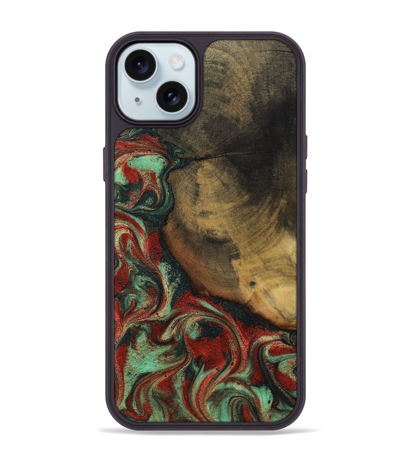 iPhone 15 Plus Wood Phone Case - Cyril (Green, 800066)