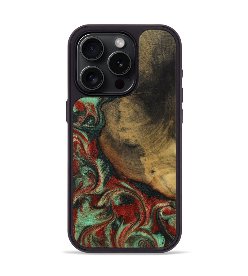 iPhone 15 Pro Wood Phone Case - Cyril (Green, 800066)