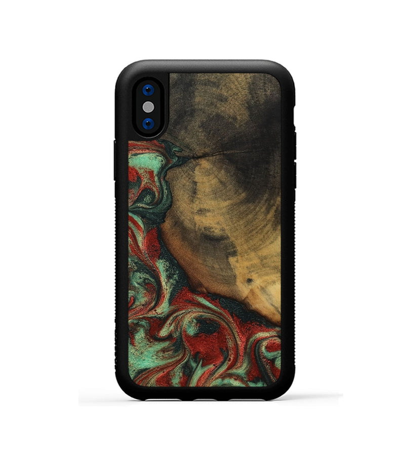 iPhone Xs Wood Phone Case - Cyril (Green, 800066)