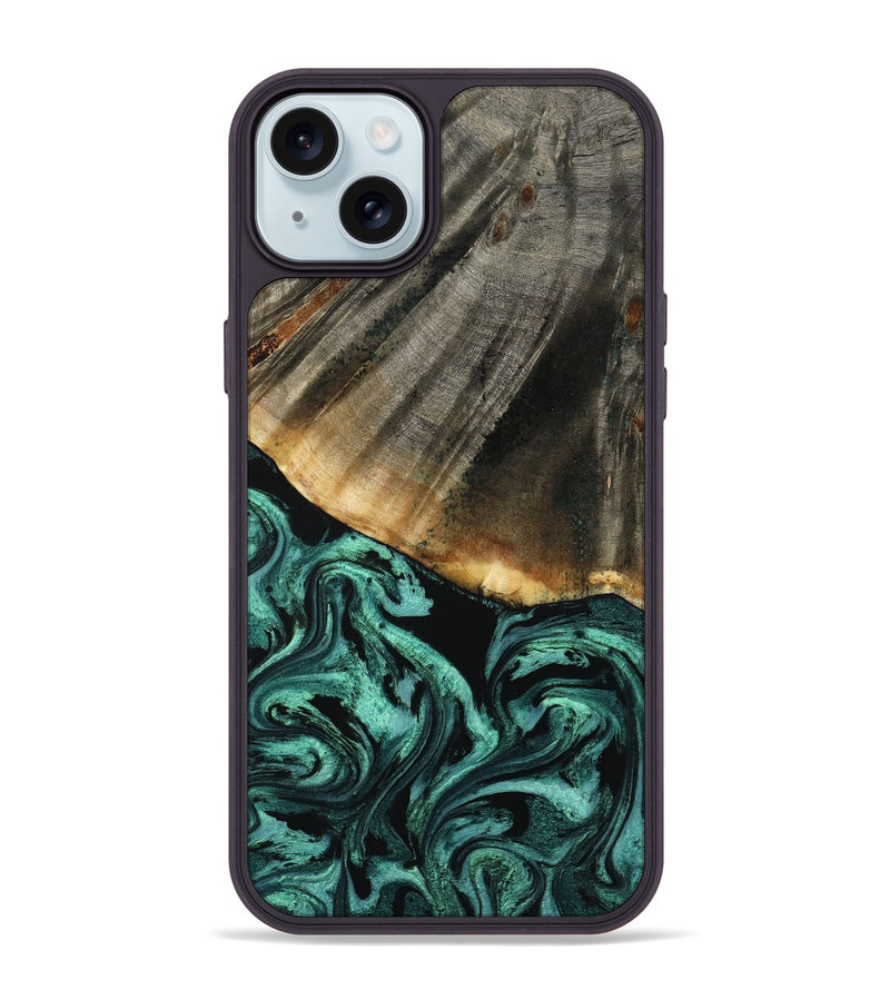 iPhone 15 Plus Wood Phone Case - Jerome (Green, 800068)