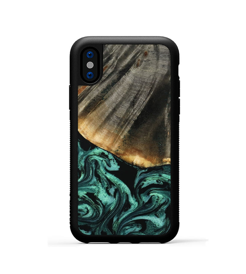iPhone Xs Wood Phone Case - Jerome (Green, 800068)