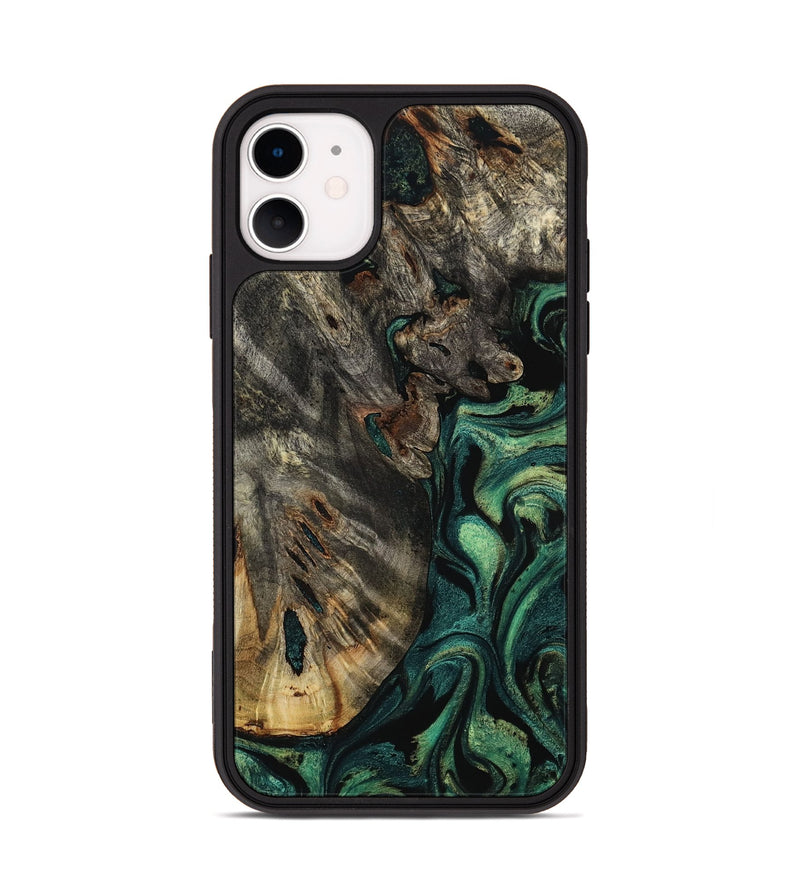 iPhone 11 Wood Phone Case - Karon (Green, 800069)