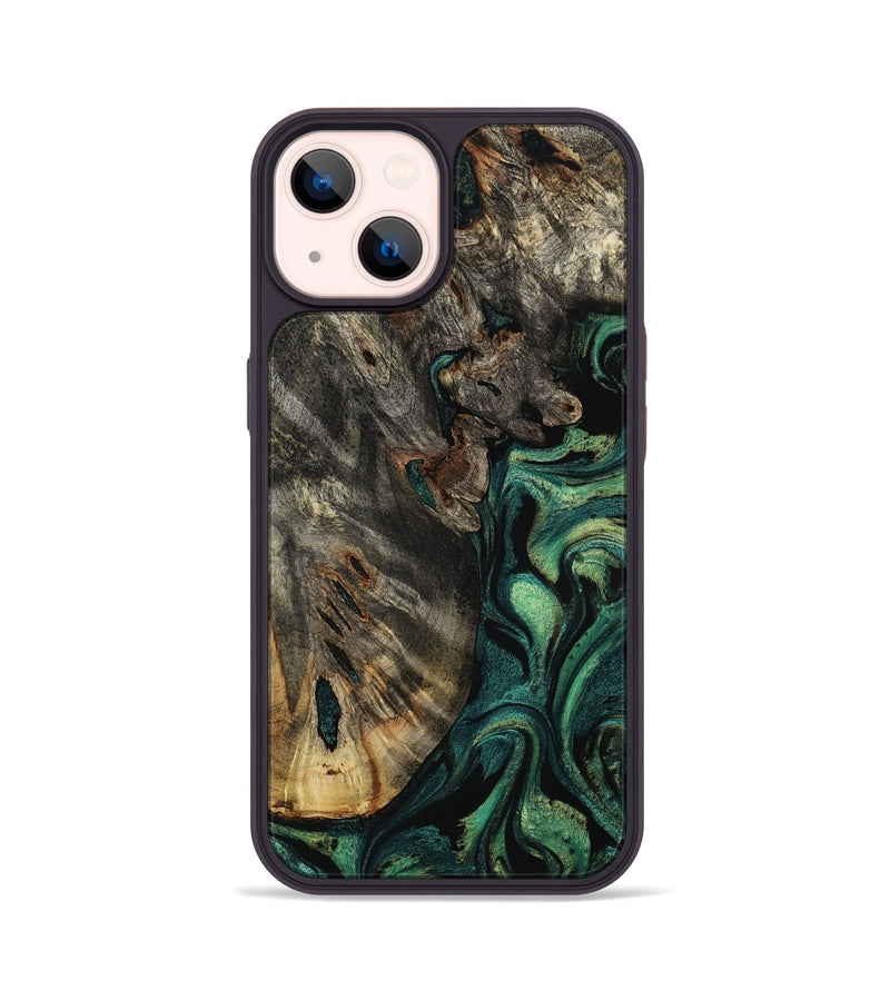 iPhone 14 Wood Phone Case - Karon (Green, 800069)