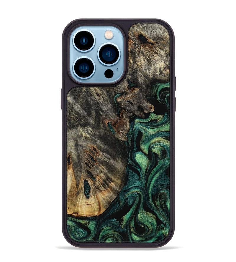 iPhone 14 Pro Max Wood Phone Case - Karon (Green, 800069)