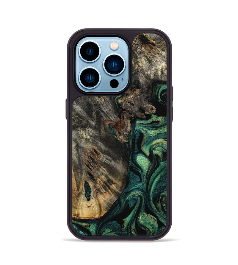 iPhone 14 Pro Wood Phone Case - Karon (Green, 800069)