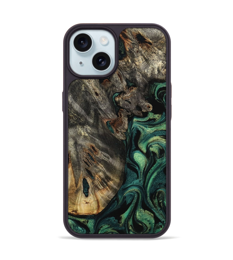 iPhone 15 Wood Phone Case - Karon (Green, 800069)