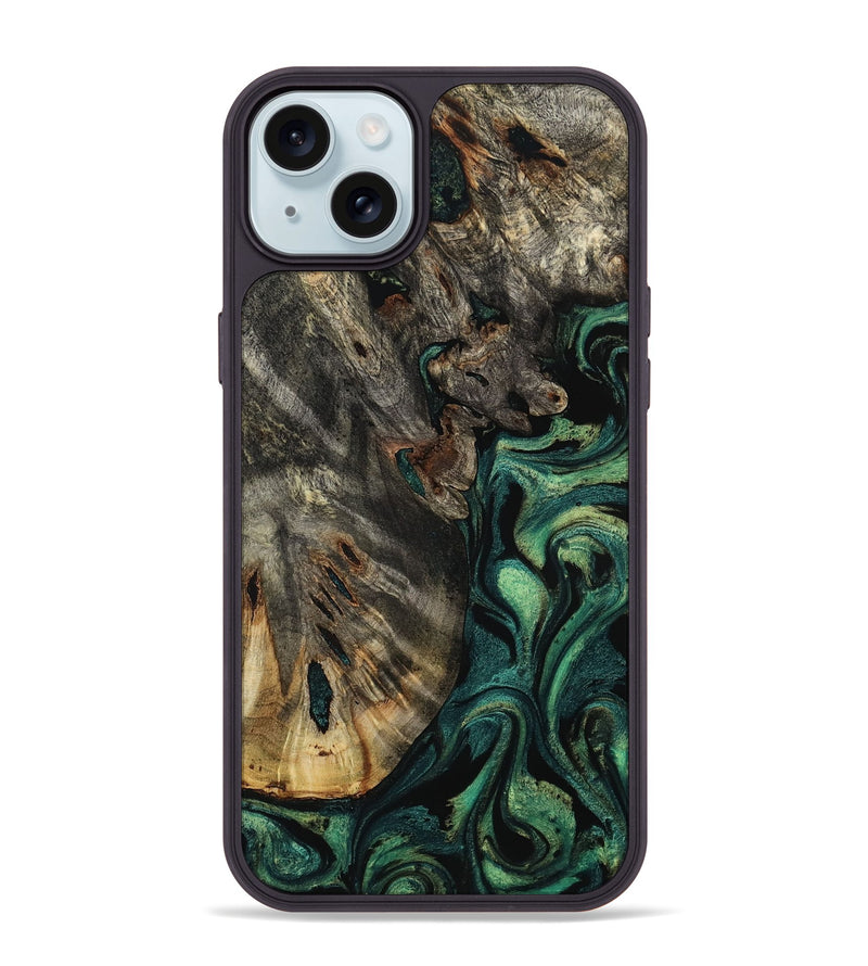 iPhone 15 Plus Wood Phone Case - Karon (Green, 800069)
