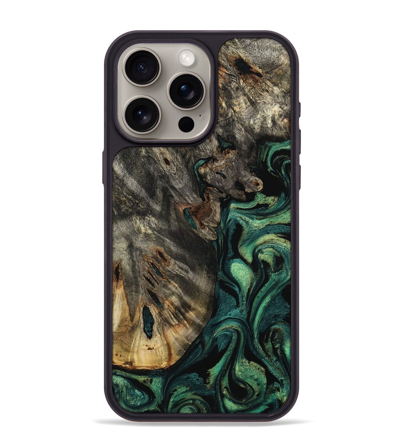 iPhone 15 Pro Max Wood Phone Case - Karon (Green, 800069)