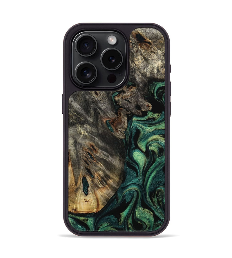 iPhone 15 Pro Wood Phone Case - Karon (Green, 800069)