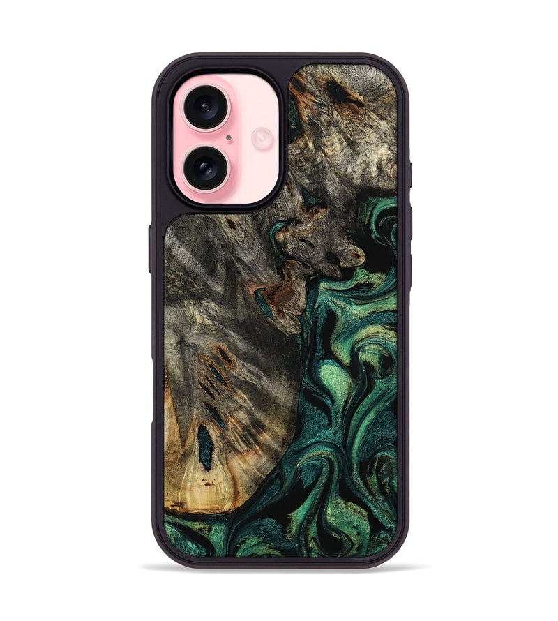 iPhone 16 Wood Phone Case - Karon (Green, 800069)