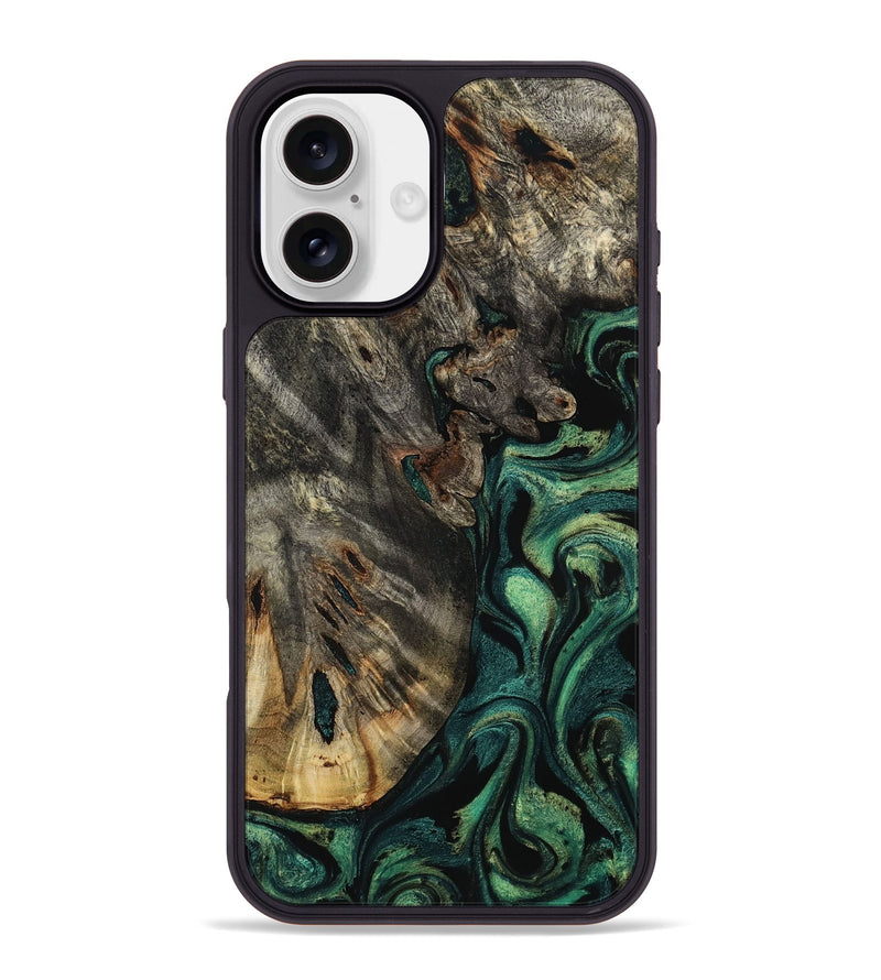 iPhone 16 Plus Wood Phone Case - Karon (Green, 800069)