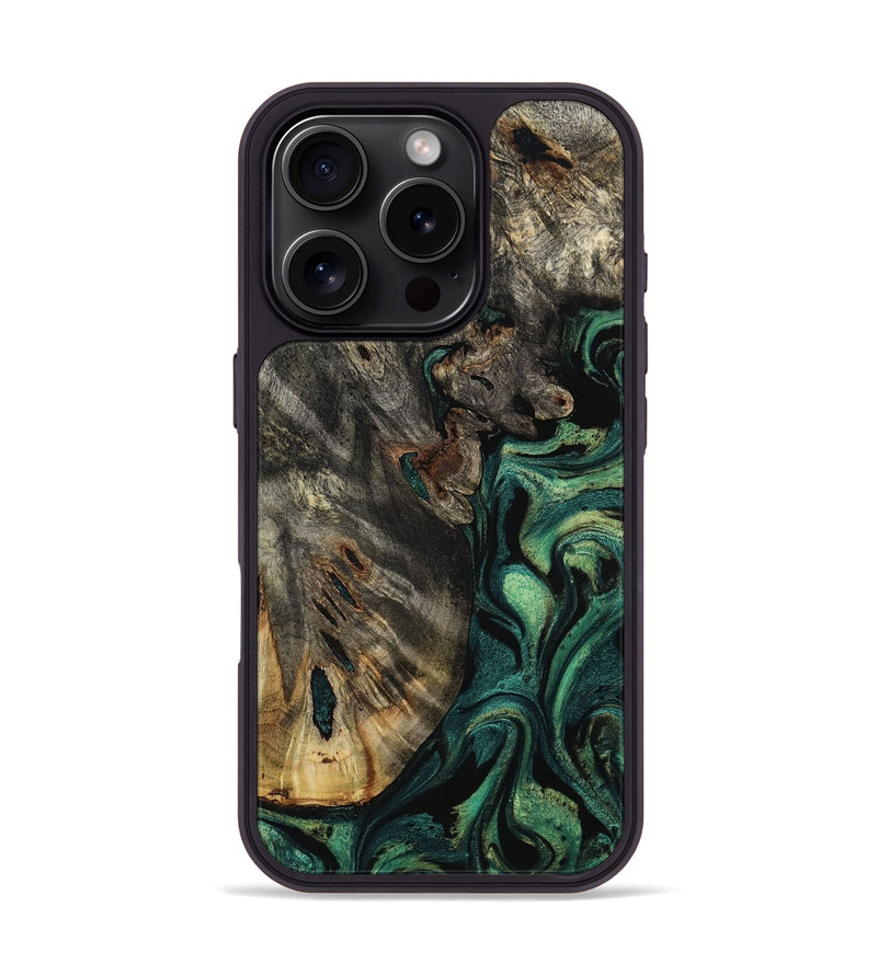 iPhone 16 Pro Wood Phone Case - Karon (Green, 800069)