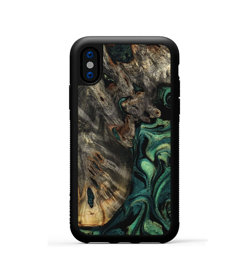 iPhone Xs Wood Phone Case - Karon (Green, 800069)