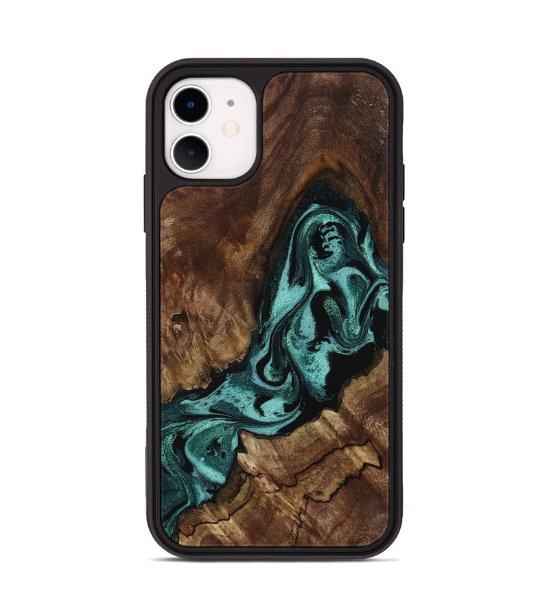 iPhone 11 Wood Phone Case - Aron (Green, 800070)