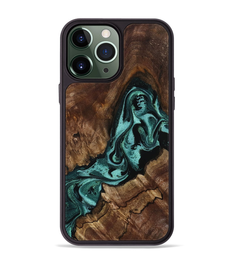 iPhone 13 Pro Max Wood Phone Case - Aron (Green, 800070)