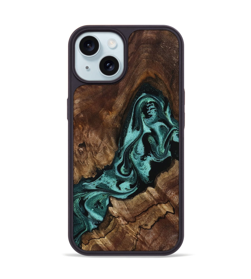 iPhone 15 Wood Phone Case - Aron (Green, 800070)