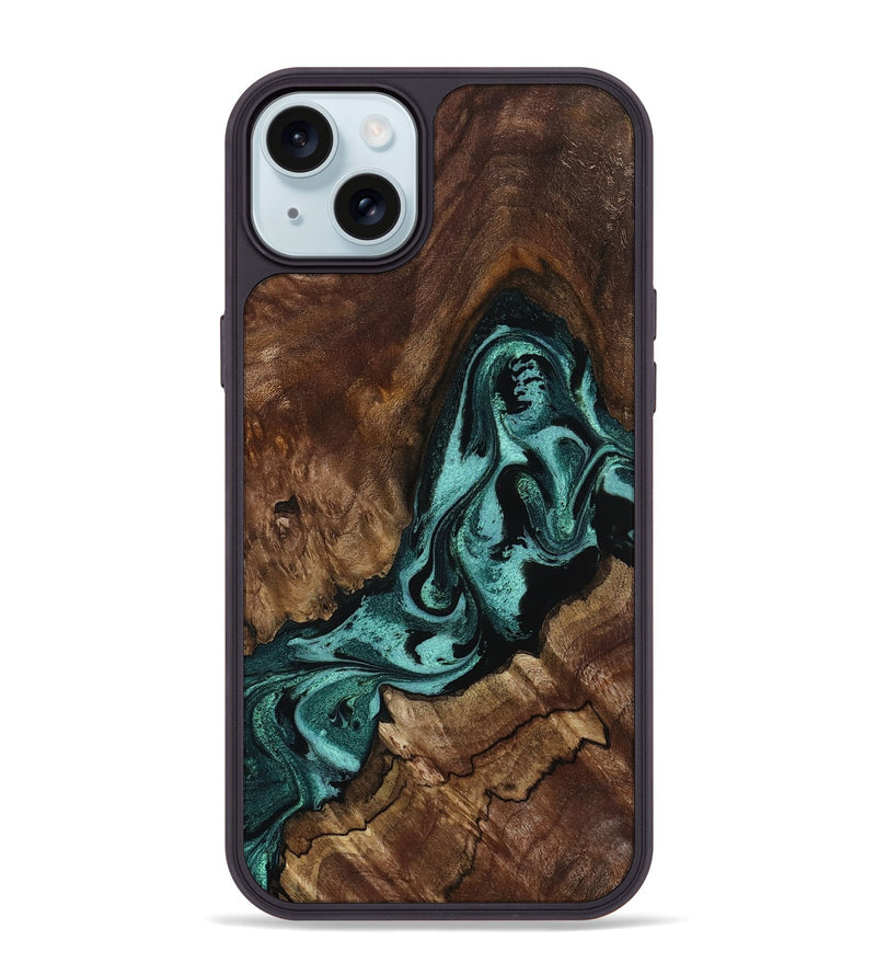 iPhone 15 Plus Wood Phone Case - Aron (Green, 800070)