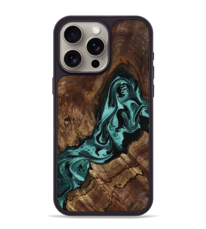 iPhone 15 Pro Max Wood Phone Case - Aron (Green, 800070)