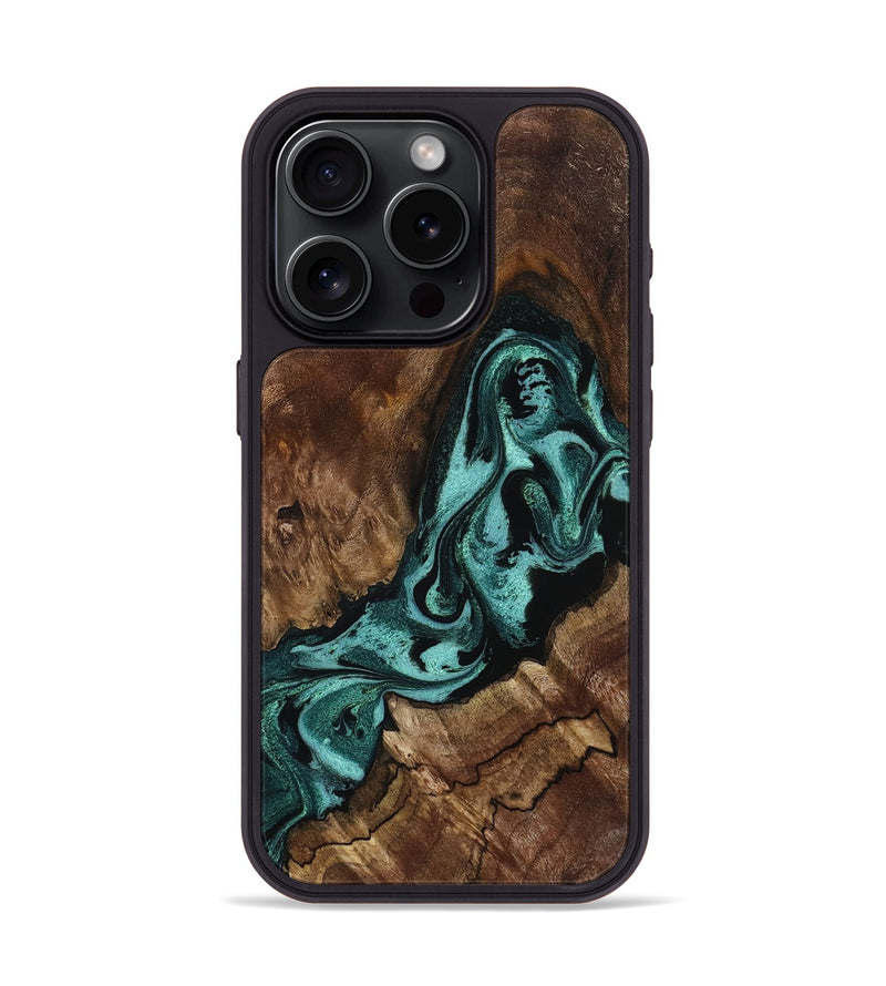 iPhone 15 Pro Wood Phone Case - Aron (Green, 800070)