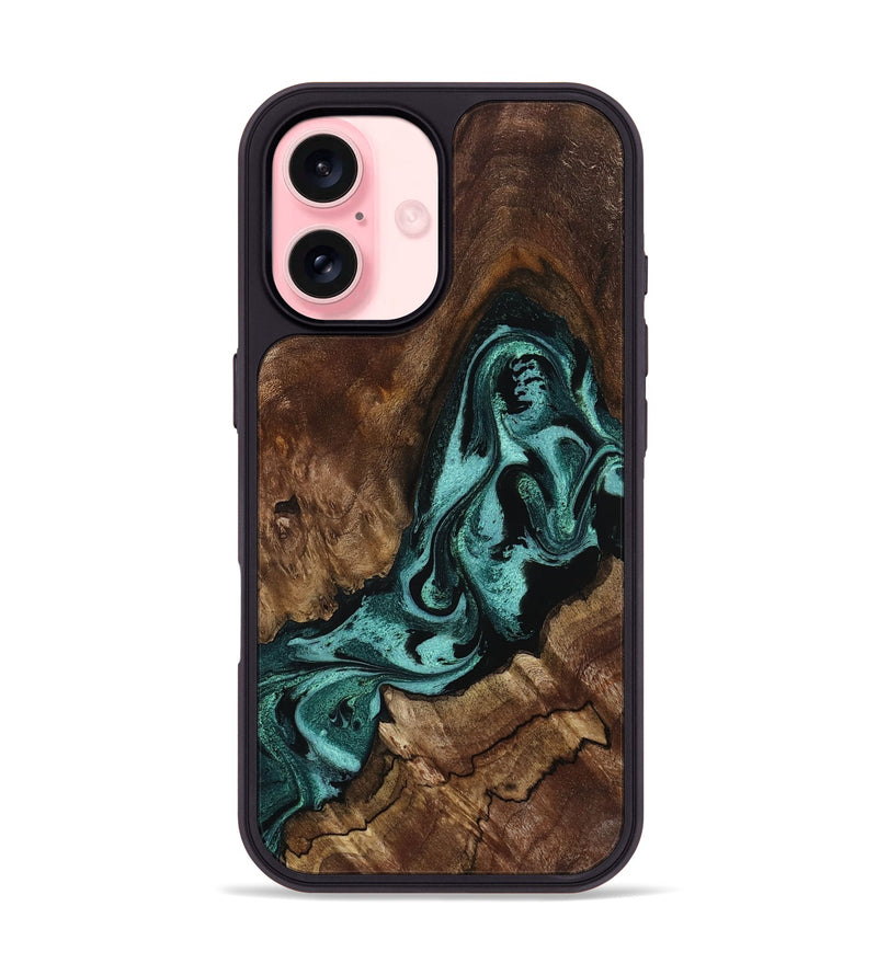 iPhone 16 Wood Phone Case - Aron (Green, 800070)