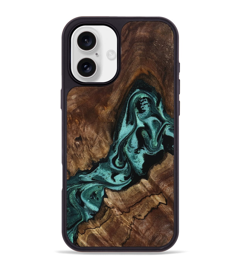 iPhone 16 Plus Wood Phone Case - Aron (Green, 800070)