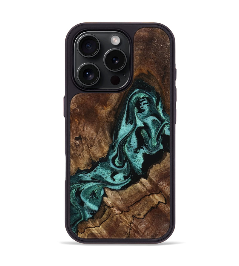 iPhone 16 Pro Wood Phone Case - Aron (Green, 800070)