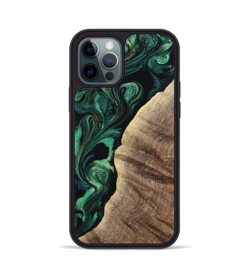 iPhone 12 Pro Wood Phone Case - Devonte (Green, 800071)