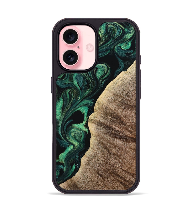iPhone 16 Wood Phone Case - Devonte (Green, 800071)