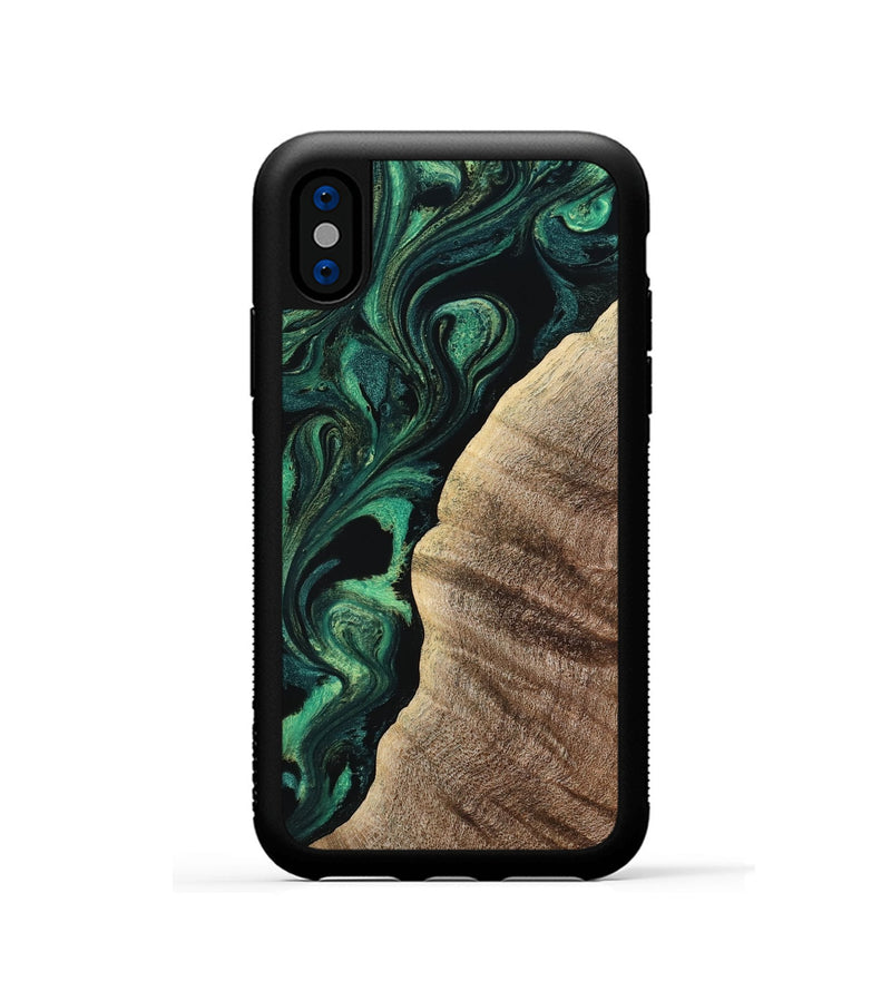 iPhone Xs Wood Phone Case - Devonte (Green, 800071)