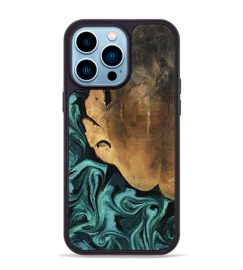 iPhone 14 Pro Max Wood Phone Case - Lakesha (Green, 800072)