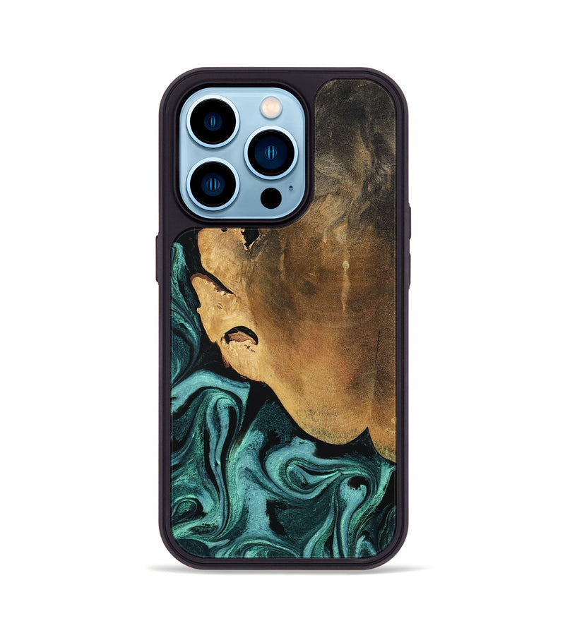 iPhone 14 Pro Wood Phone Case - Lakesha (Green, 800072)