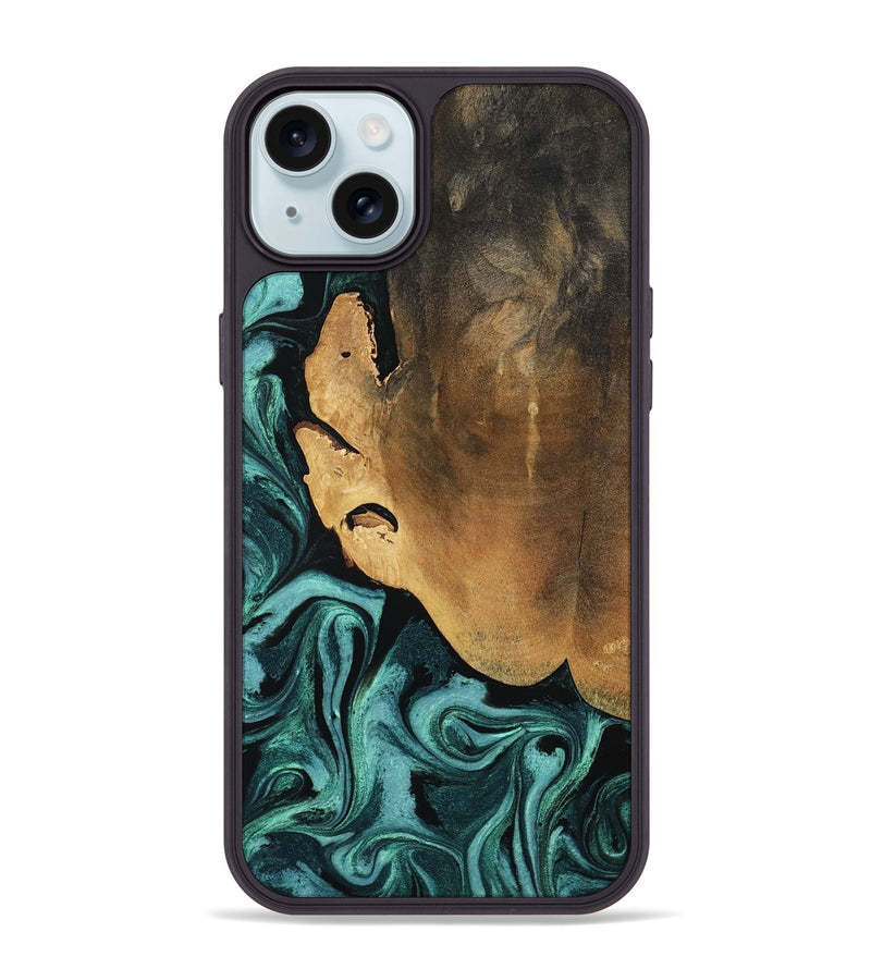 iPhone 15 Plus Wood Phone Case - Lakesha (Green, 800072)