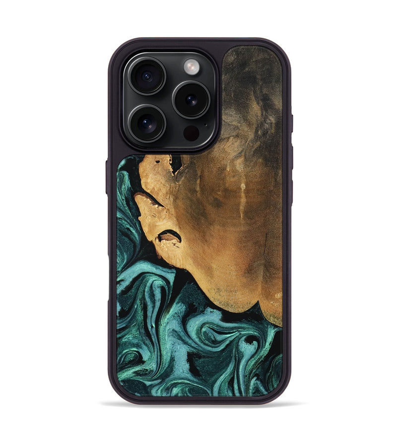 iPhone 16 Pro Wood Phone Case - Lakesha (Green, 800072)