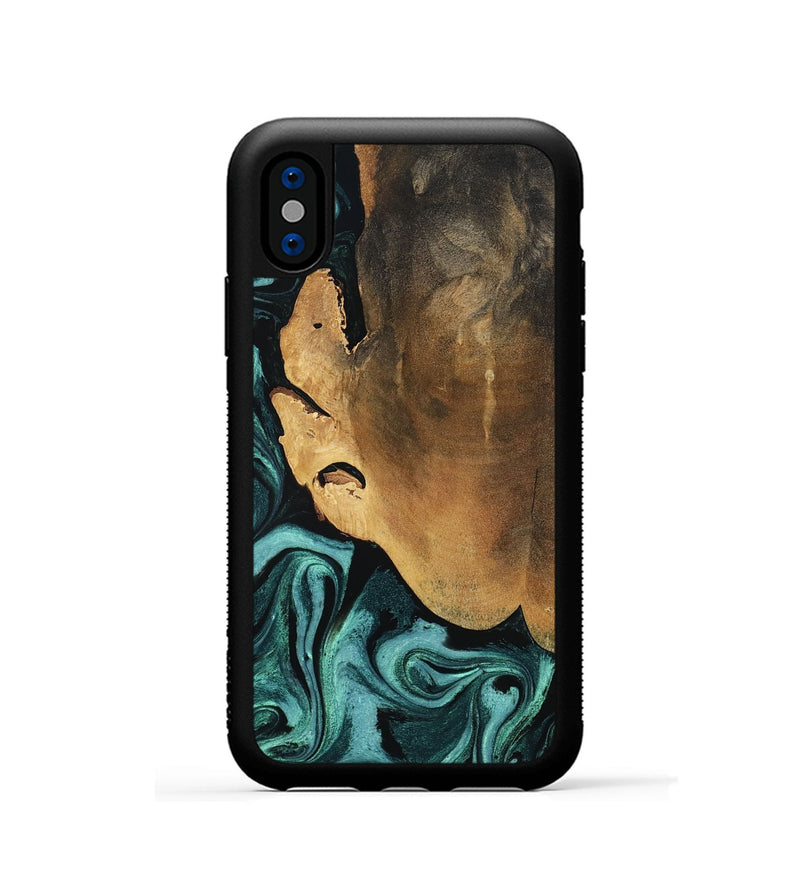 iPhone Xs Wood Phone Case - Lakesha (Green, 800072)