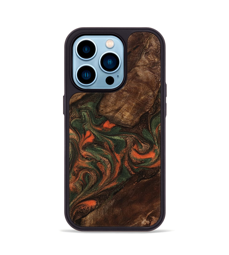 iPhone 14 Pro Wood Phone Case - Ethan (Green, 800073)