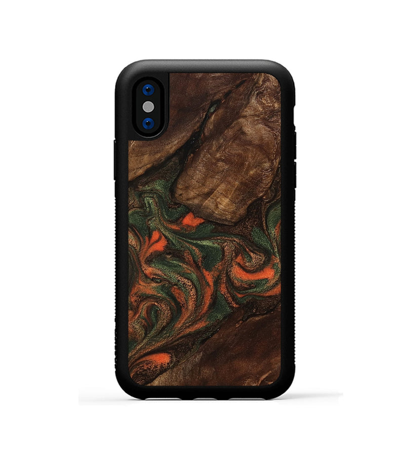 iPhone Xs Wood Phone Case - Ethan (Green, 800073)