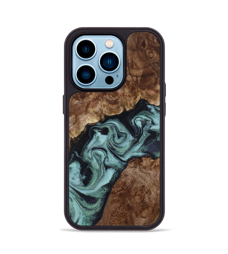 iPhone 14 Pro Wood Phone Case - Claud (Green, 800075)