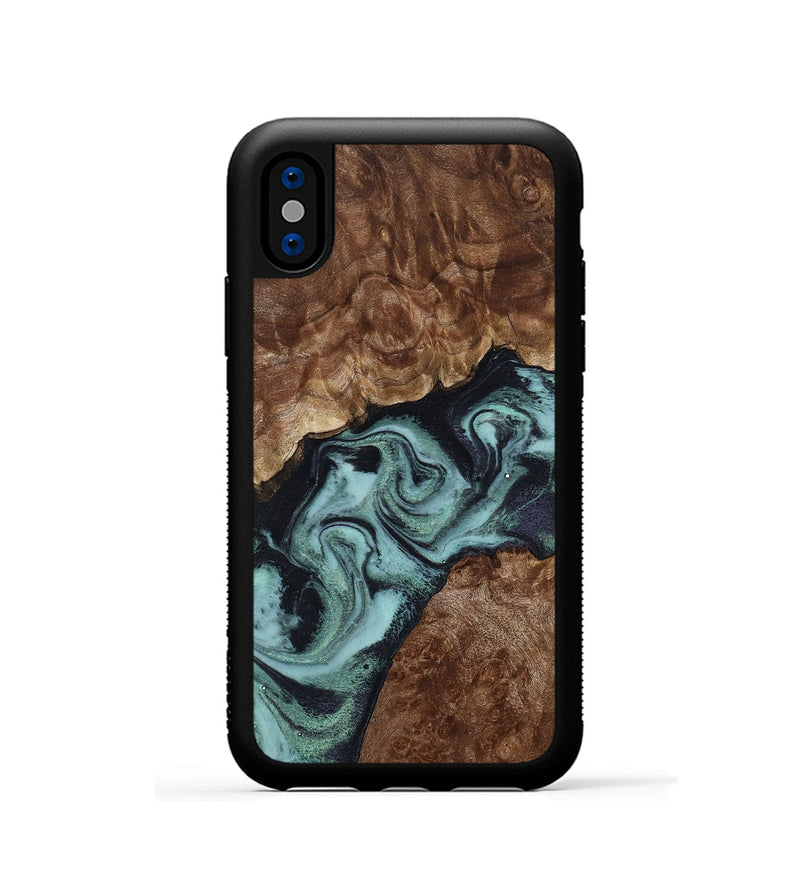 iPhone Xs Wood Phone Case - Claud (Green, 800075)
