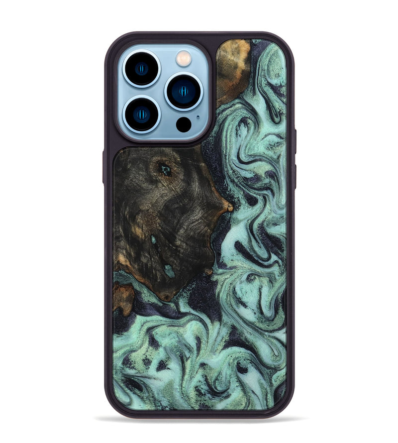 iPhone 14 Pro Max Wood Phone Case - Elina (Green, 800076)