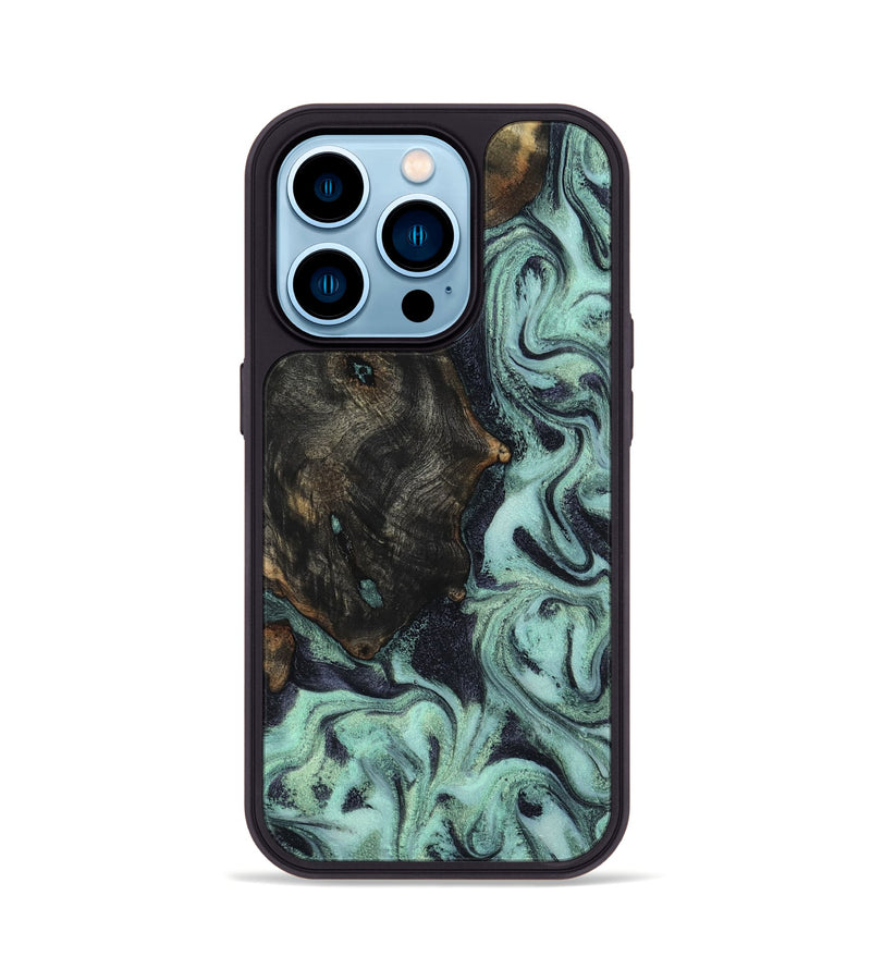 iPhone 14 Pro Wood Phone Case - Elina (Green, 800076)