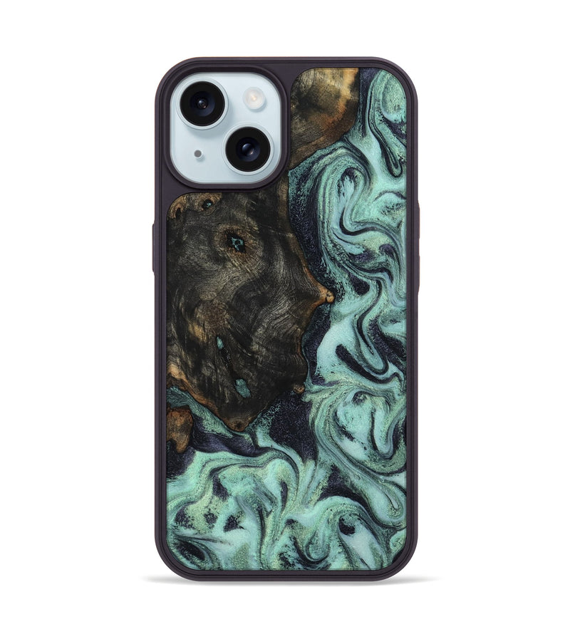 iPhone 15 Wood Phone Case - Elina (Green, 800076)