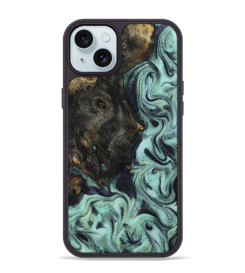 iPhone 15 Plus Wood Phone Case - Elina (Green, 800076)
