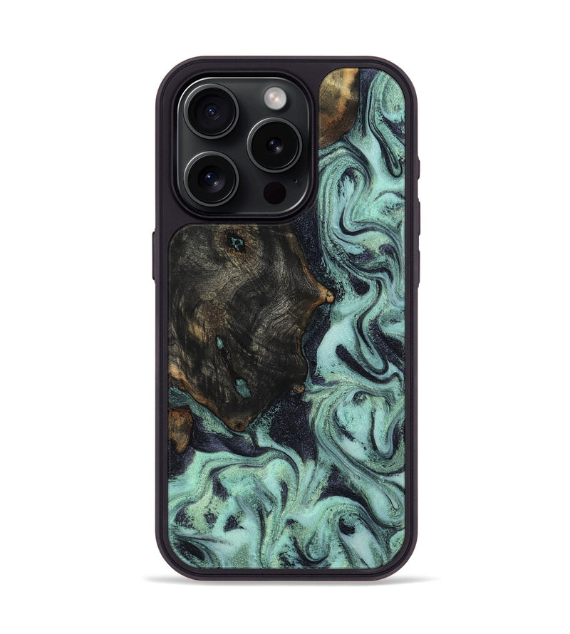 iPhone 15 Pro Wood Phone Case - Elina (Green, 800076)