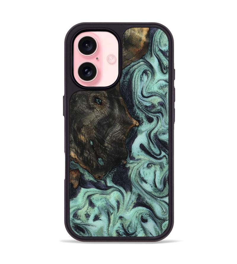 iPhone 16 Wood Phone Case - Elina (Green, 800076)